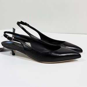 Dolce & Gabbana Bellucci Toe Leather Slingback Pumps Black 36.5 NEW